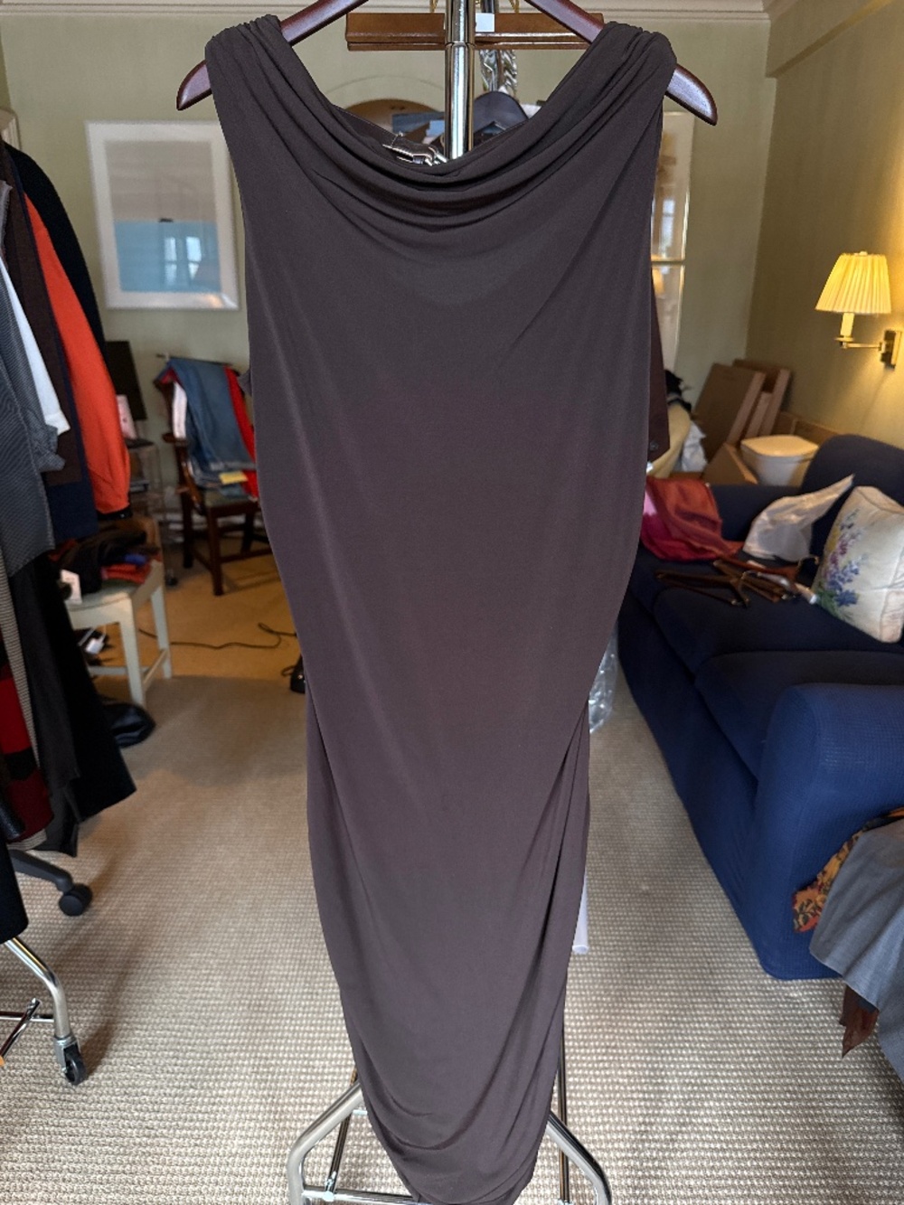 Vintage Michael Michael Kors chocolate brown draped midi dress